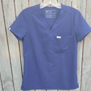 Figs Deep Blue V-Neck Scrub Top